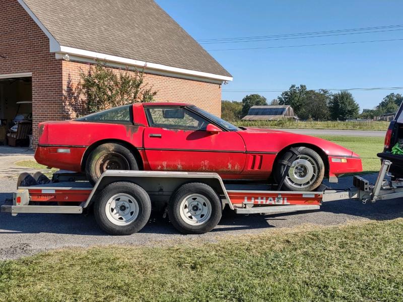 Corvette on trailer