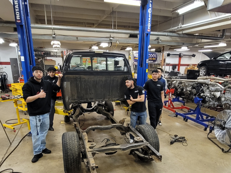 Students remove S10 cab